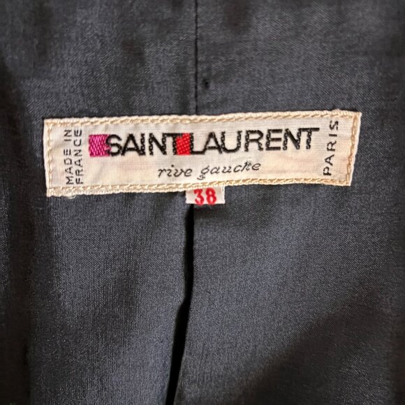 YSL RIVE GAUCHE VINTAGE BLACK GABERDINE BLAZER 1990's size 38 - Picture 11 of 11
